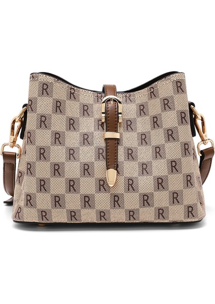 Moda Çantalar Kadın Moda ve Çok Yönlü Kadın Omuz Çantası Büyük Kapasiteli Retro Baskı Crossbody Çanta (Yurt Dışından)
