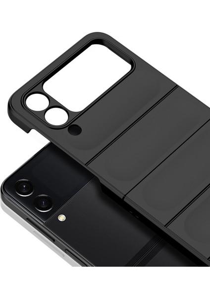 Samsung Galaxy Z Flip 3 5g Için Dayanıklı Pc Kauçuk Darbeye Dayanıklı Telefon Kılıfı - Siyah (Yurt Dışından)
