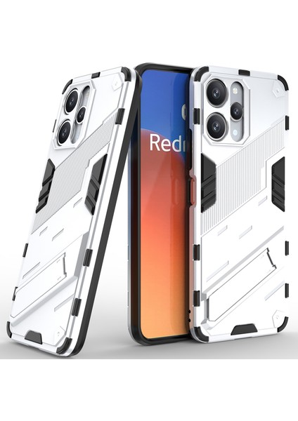 Xiaomi Redmi 12 /note 12R/POCO M6 Pro 5g Için Sert Pc Tpu Hibrit Düşme Önleyici Stand Telefon Kılıfı - Beyaz (Yurt Dışından)