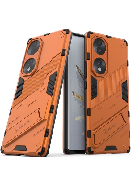 Honor 70 Için Sert Pc Tpu Hibrit Düşme Önleyici Stand Telefon Kılıfı - Turuncu (Yurt Dışından)