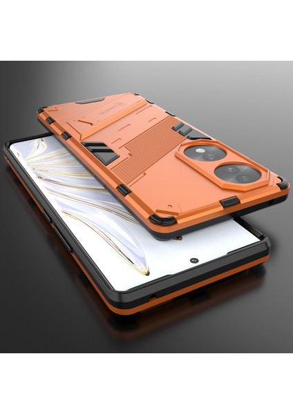 Honor 70 Için Sert Pc Tpu Hibrit Düşme Önleyici Stand Telefon Kılıfı - Turuncu (Yurt Dışından)