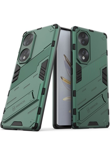 Honor 70 Için Sert Pc Tpu Hibrit Düşme Önleyici Stand Telefon Kılıfı - Yeşil (Yurt Dışından)