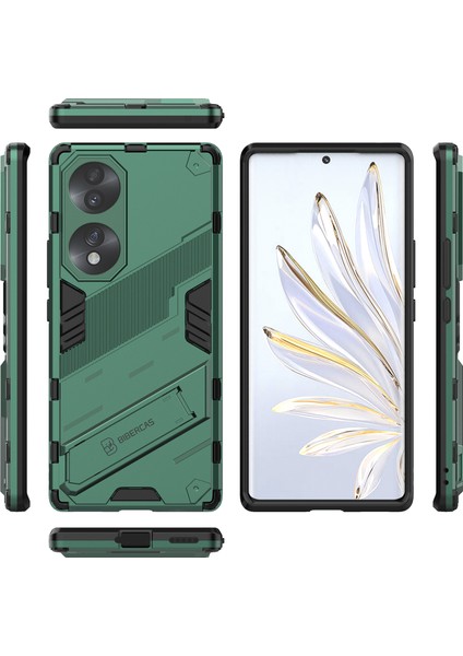 Honor 70 Için Sert Pc Tpu Hibrit Düşme Önleyici Stand Telefon Kılıfı - Yeşil (Yurt Dışından)