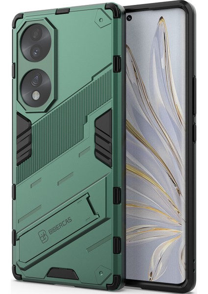 Honor 70 Için Sert Pc Tpu Hibrit Düşme Önleyici Stand Telefon Kılıfı - Yeşil (Yurt Dışından)