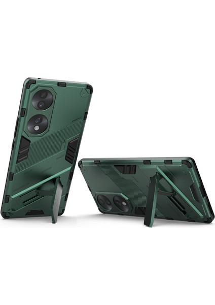 Honor 70 Için Sert Pc Tpu Hibrit Düşme Önleyici Stand Telefon Kılıfı - Yeşil (Yurt Dışından)