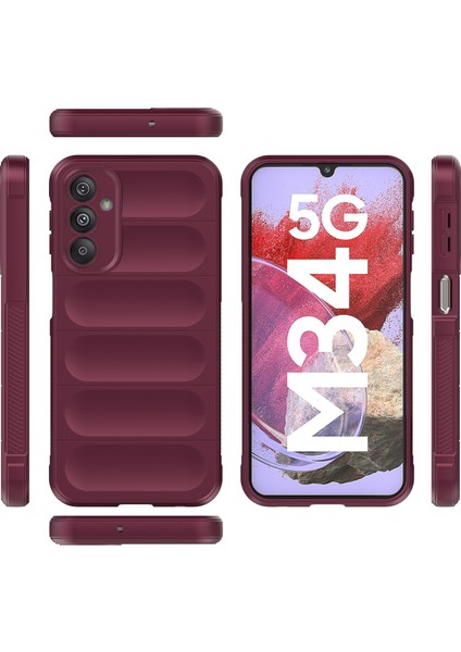 Samsung Galaxy M34 5g Için Yumuşak Tpu Kaymaz Telefon Kılıfı - Koyu Kırmızı (Yurt Dışından)
