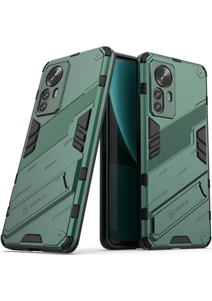 Xiaomi 12 Pro Için Sert Pc Tpu Hibrit Düşme Önleyici Stand Telefon Kılıfı - Yeşil (Yurt Dışından)