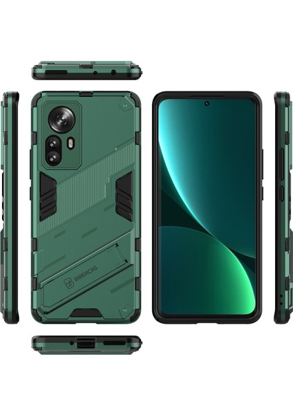 Xiaomi 12 Pro Için Sert Pc Tpu Hibrit Düşme Önleyici Stand Telefon Kılıfı - Yeşil (Yurt Dışından)