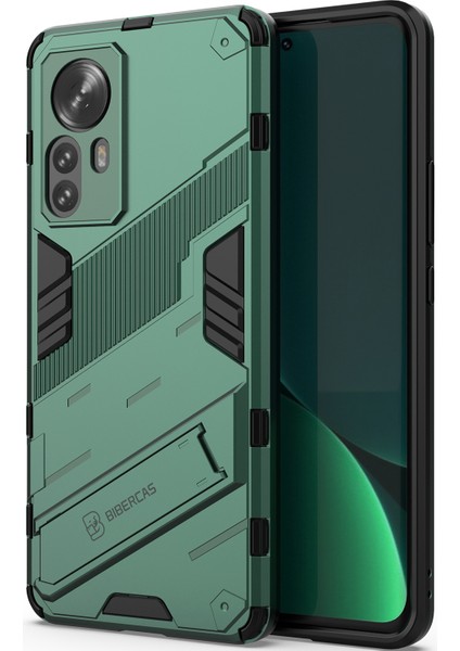 Xiaomi 12 Pro Için Sert Pc Tpu Hibrit Düşme Önleyici Stand Telefon Kılıfı - Yeşil (Yurt Dışından)