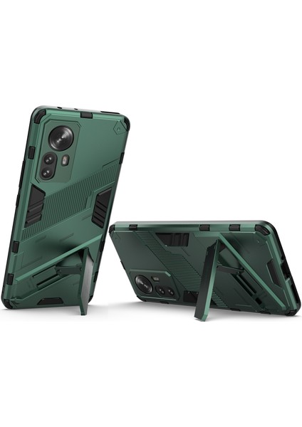 Xiaomi 12 Pro Için Sert Pc Tpu Hibrit Düşme Önleyici Stand Telefon Kılıfı - Yeşil (Yurt Dışından)