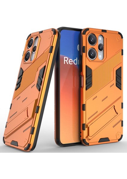 Xiaomi Redmi 12 /note 12R/POCO M6 Pro 5g Için Sert Pc Tpu Hibrit Düşme Önleyici Stand Telefon Kılıfı - Turuncu (Yurt Dışından)