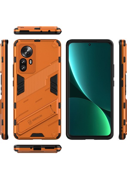 Xiaomi 12 Pro Için Sert Pc Tpu Hibrit Düşme Önleyici Stand Telefon Kılıfı - Turuncu (Yurt Dışından)
