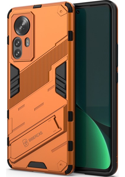 Xiaomi 12 Pro Için Sert Pc Tpu Hibrit Düşme Önleyici Stand Telefon Kılıfı - Turuncu (Yurt Dışından)