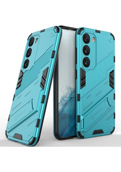Samsung Galaxy S23 Için Sert Pc Tpu Hibrit Düşme Önleyici Stand Telefon Kılıfı - Mavi (Yurt Dışından)