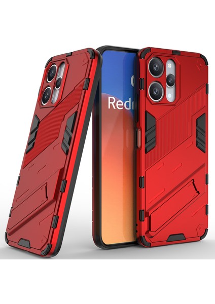 Xiaomi Redmi 12 /note 12R/POCO M6 Pro 5g Için Sert Pc Tpu Hibrit Düşme Önleyici Stand Telefon Kılıfı - Kırmızı (Yurt Dışından)