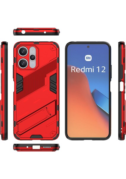 Xiaomi Redmi 12 /note 12R/POCO M6 Pro 5g Için Sert Pc Tpu Hibrit Düşme Önleyici Stand Telefon Kılıfı - Kırmızı (Yurt Dışından) fiyatları