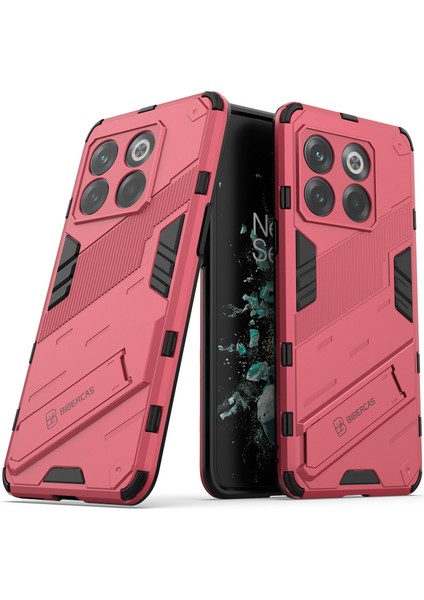 Oneplus 10T Için Sert Pc Tpu Hibrit Düşme Önleyici Stand Telefon Kılıfı - Sıcak Pembe (Yurt Dışından)