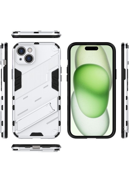 iPhone 15 Plus Için Sert Pc Tpu Hibrit Düşme Önleyici Stand Telefon Kılıfı - Beyaz (Yurt Dışından) fiyatları