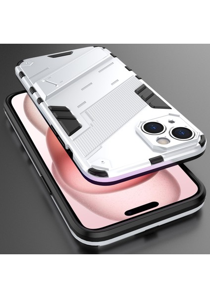 iPhone 15 Plus Için Sert Pc Tpu Hibrit Düşme Önleyici Stand Telefon Kılıfı - Beyaz (Yurt Dışından) indirimleri