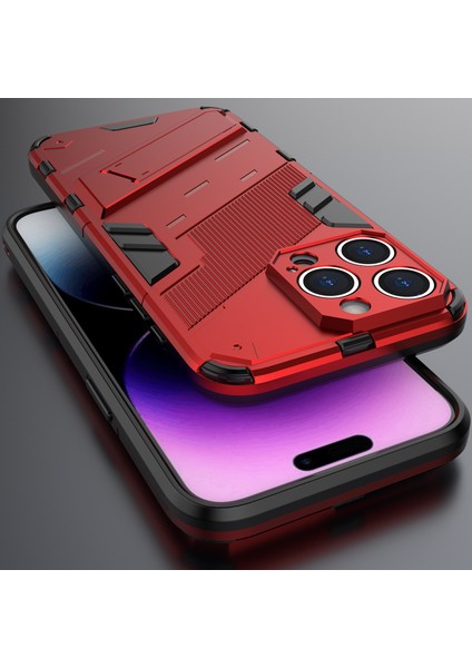 iPhone 15 Pro Max Için Sert Pc Tpu Hibrit Düşme Önleyici Stand Telefon Kılıfı - Kırmızı (Yurt Dışından) indirimleri