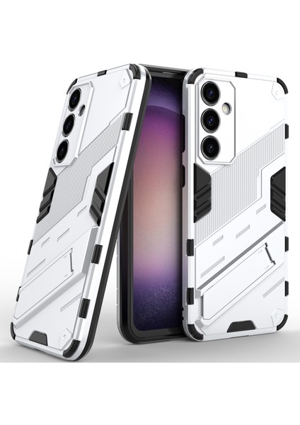 Samsung Galaxy S23 Fe Için Sert Pc Tpu Hibrit Düşme Önleyici Stand Telefon Kılıfı - Beyaz (Yurt Dışından)
