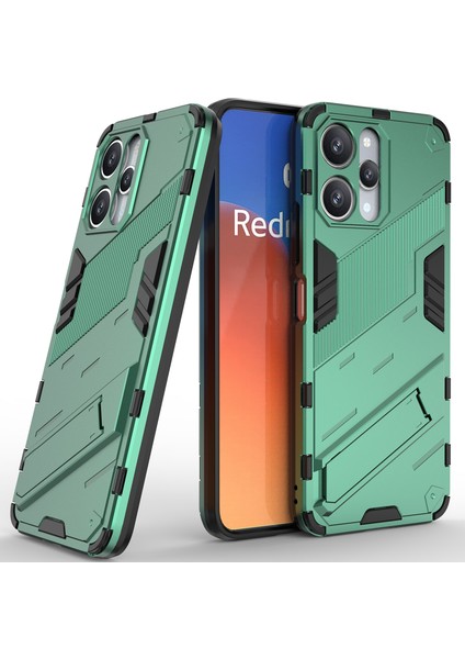 Xiaomi Redmi 12 /note 12R/POCO M6 Pro 5g Için Sert Pc Tpu Hibrit Düşme Önleyici Stand Telefon Kılıfı - Yeşil (Yurt Dışından)