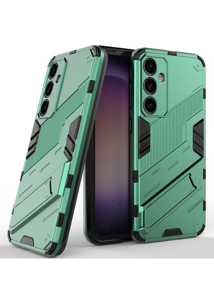 Samsung Galaxy S23 Fe Için Sert Pc Tpu Hibrit Düşme Önleyici Stand Telefon Kılıfı - Yeşil (Yurt Dışından)