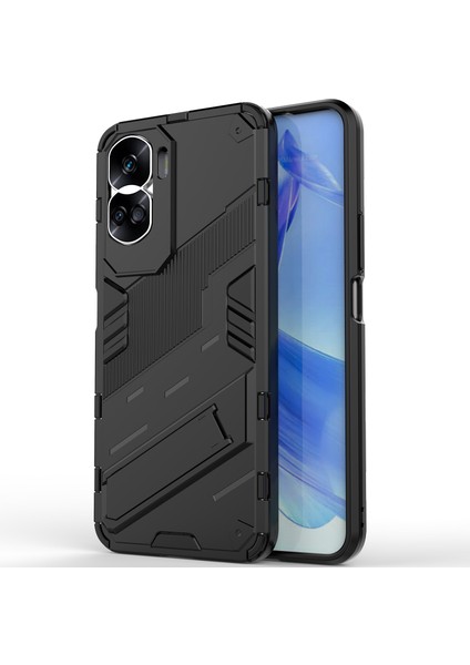 Honor 90 Lite 5g Için Sert Pc Tpu Hibrit Düşme Önleyici Stand Telefon Kılıfı - Siyah (Yurt Dışından)