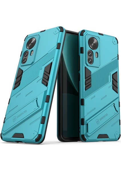 Xiaomi 12 Pro Için Sert Pc Tpu Hibrit Düşme Önleyici Stand Telefon Kılıfı - Mavi (Yurt Dışından)