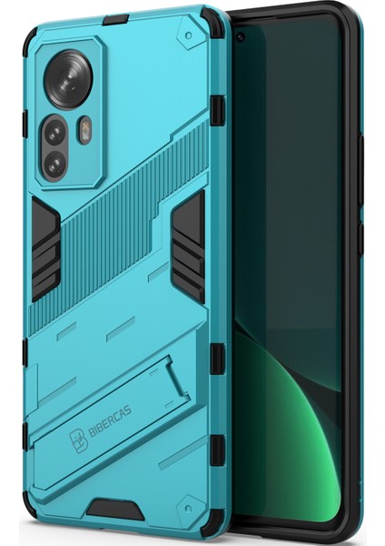 Xiaomi 12 Pro Için Sert Pc Tpu Hibrit Düşme Önleyici Stand Telefon Kılıfı - Mavi (Yurt Dışından)
