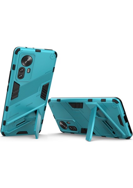 Xiaomi 12 Pro Için Sert Pc Tpu Hibrit Düşme Önleyici Stand Telefon Kılıfı - Mavi (Yurt Dışından)