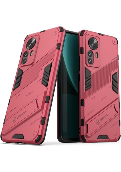 Xiaomi 12 Pro Için Sert Pc Tpu Hibrit Düşme Önleyici Stand Telefon Kılıfı - Sıcak Pembe (Yurt Dışından)