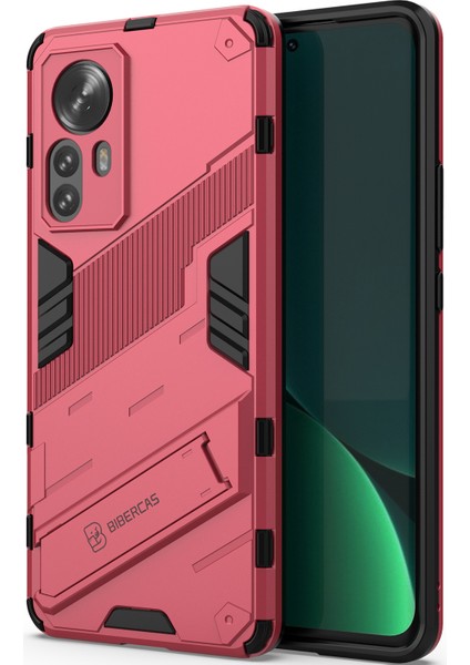 Xiaomi 12 Pro Için Sert Pc Tpu Hibrit Düşme Önleyici Stand Telefon Kılıfı - Sıcak Pembe (Yurt Dışından)