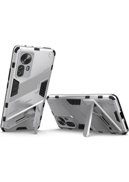 Xiaomi 12 Pro Için Sert Pc Tpu Hibrit Düşme Önleyici Stand Telefon Kılıfı - Beyaz (Yurt Dışından) fırsatları