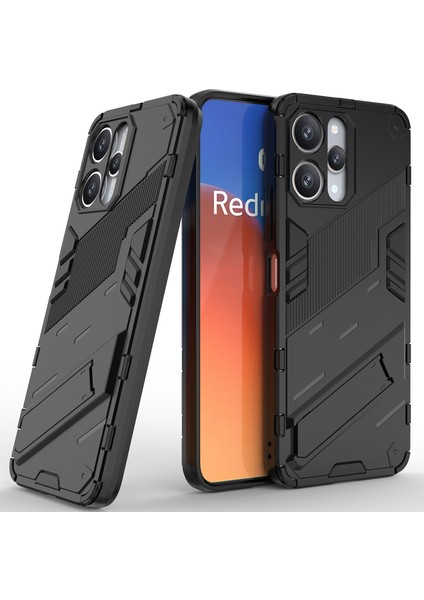 Xiaomi Redmi 12 /note 12R/POCO M6 Pro 5g Için Sert Pc Tpu Hibrit Düşme Önleyici Stand Telefon Kılıfı - Siyah (Yurt Dışından)