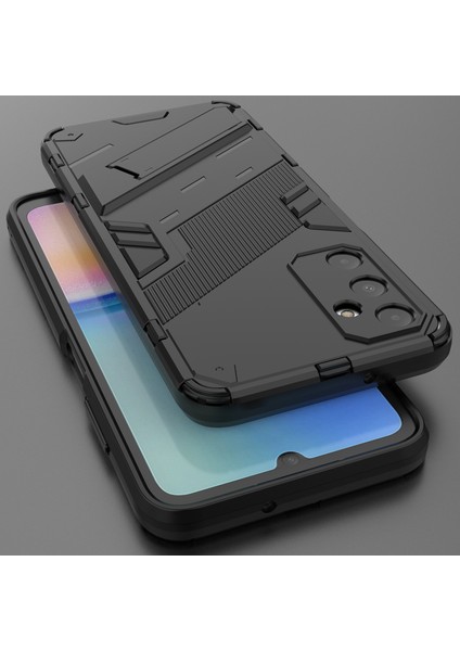 Samsung Galaxy A05S Için Sert Pc Tpu Hibrit Düşme Önleyici Stand Telefon Kılıfı - Siyah (Yurt Dışından)