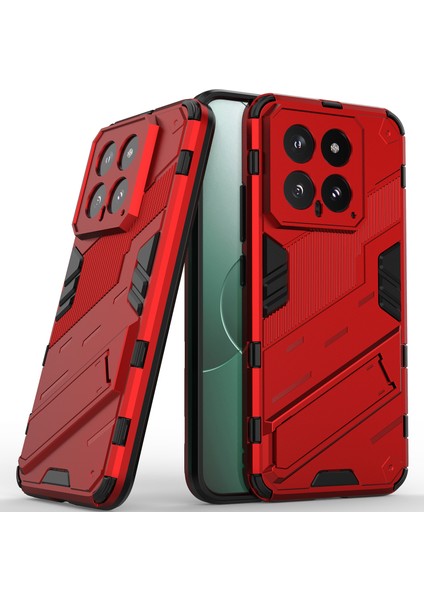 Xiaomi 14 Için Sert Pc Tpu Hibrit Düşme Önleyici Stand Telefon Kılıfı - Kırmızı (Yurt Dışından)