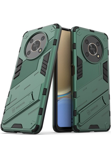 Honor X9 /honor X30/MAGIC4 Lite/honor X40 Gt Için Sert Pc Tpu Hibrit Düşme Önleyici Stand Telefon Kılıfı - Yeşil (Yurt Dışından)