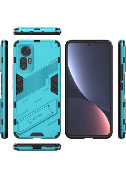 Xiaomi 12 Lite Için Sert Pc Tpu Hibrit Düşme Önleyici Stand Telefon Kılıfı - Mavi (Yurt Dışından)