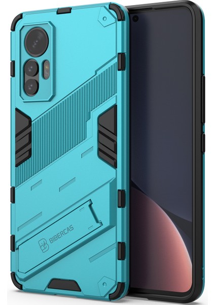 Xiaomi 12 Lite Için Sert Pc Tpu Hibrit Düşme Önleyici Stand Telefon Kılıfı - Mavi (Yurt Dışından)