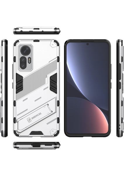 Xiaomi 12 Lite Için Sert Pc Tpu Hibrit Düşme Önleyici Stand Telefon Kılıfı - Beyaz (Yurt Dışından)