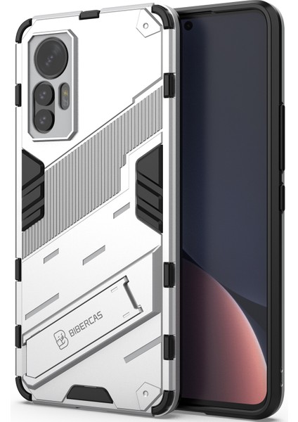 Xiaomi 12 Lite Için Sert Pc Tpu Hibrit Düşme Önleyici Stand Telefon Kılıfı - Beyaz (Yurt Dışından)