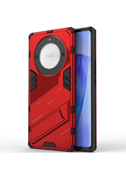 Honor X40 /honor X9A /magic5 Lite Için Sert Pc Tpu Hibrit Düşme Önleyici Stand Telefon Kılıfı - Kırmızı (Yurt Dışından) modelleri