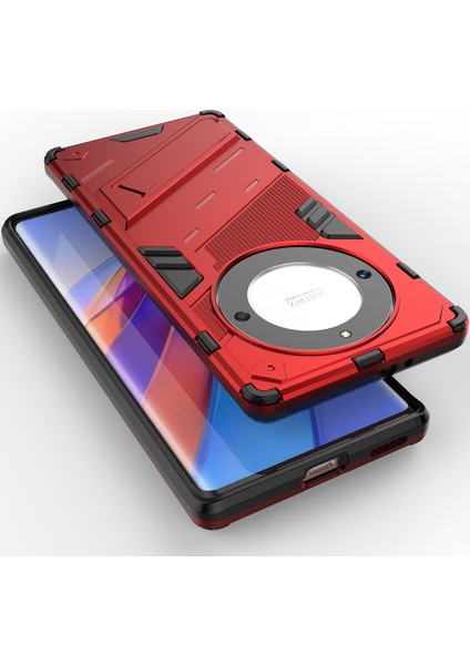 Honor X40 /honor X9A /magic5 Lite Için Sert Pc Tpu Hibrit Düşme Önleyici Stand Telefon Kılıfı - Kırmızı (Yurt Dışından) indirimleri