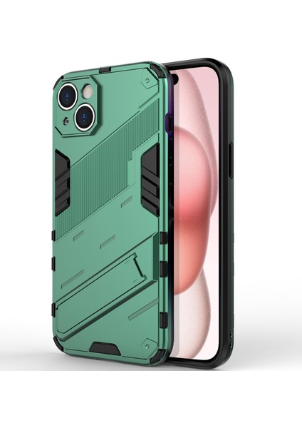 iPhone 15 Plus Için Sert Pc Tpu Hibrit Düşme Önleyici Stand Telefon Kılıfı - Yeşil (Yurt Dışından)