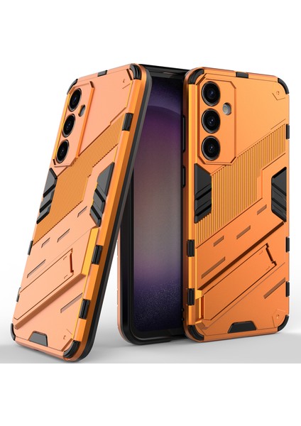 Samsung Galaxy S23 Fe Için Sert Pc Tpu Hibrit Düşme Önleyici Stand Telefon Kılıfı - Turuncu (Yurt Dışından)