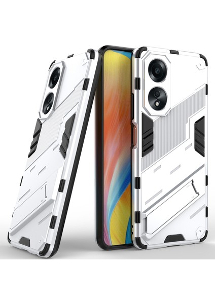 Oppo A58 4g Için Sert Pc Tpu Hibrit Düşme Önleyici Stand Telefon Kılıfı - Beyaz (Yurt Dışından)