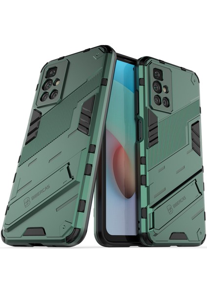 Xiaomi Redmi 10 Için Sert Pc Tpu Hibrit Düşme Önleyici Stand Telefon Kılıfı - Yeşil (Yurt Dışından)
