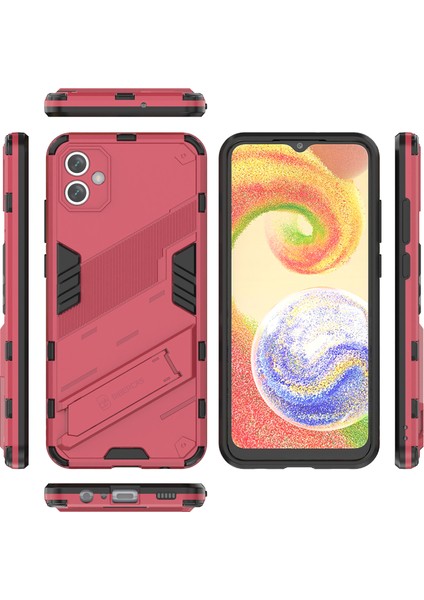 Samsung Galaxy A04E Için Sert Pc Tpu Hibrit Düşme Önleyici Stand Telefon Kılıfı - Sıcak Pembe (Yurt Dışından)