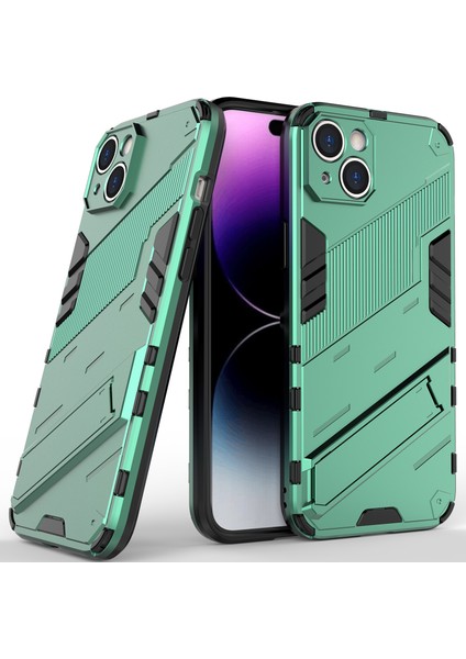 iPhone 14 Plus Için Sert Pc Tpu Hibrit Düşme Önleyici Stand Telefon Kılıfı - Yeşil (Yurt Dışından)